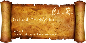 Csiszér Réka névjegykártya